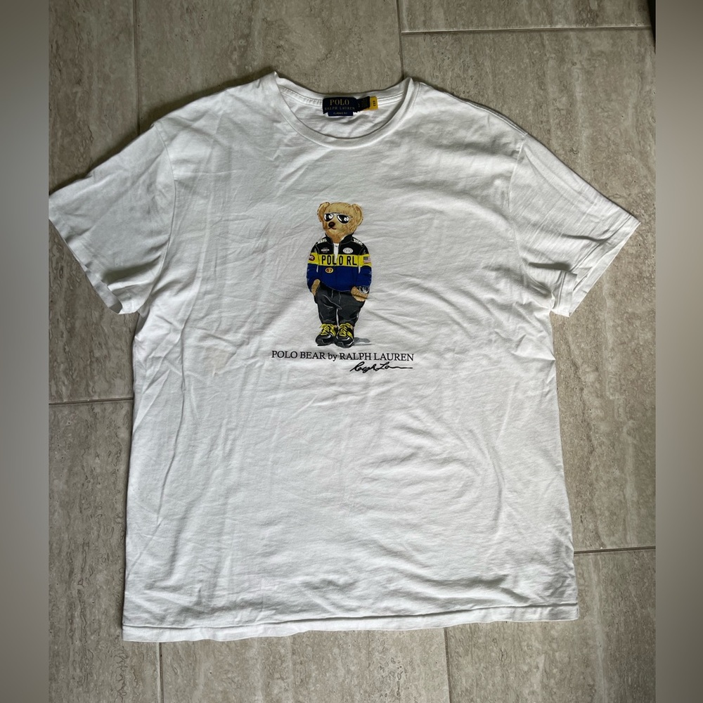 Racing polo T-shirt. Extremely soft, 100% cotton, iconic Ralph Lauren polo bear